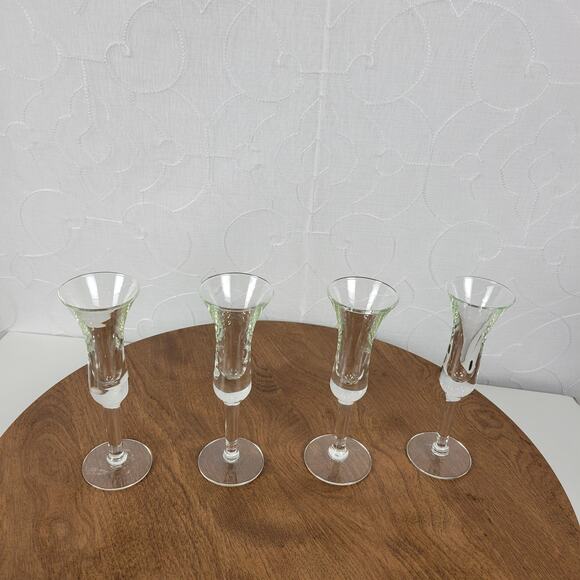 Vintage MCM Blown Clear Glass Cordial Liquor Cocktail 6" Tall Set of 4‎ Glasses - Picture 6 of 13